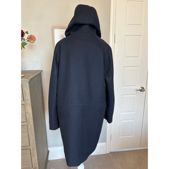 COS | Navy Blue Wool Blend Hooded Parka Coat | 38R - Picture 8 of 14